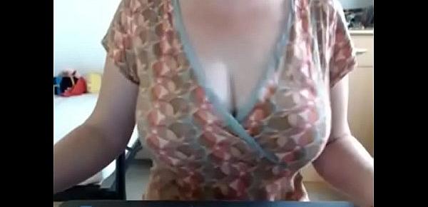  Milf grabbing her big boobs tease webcams